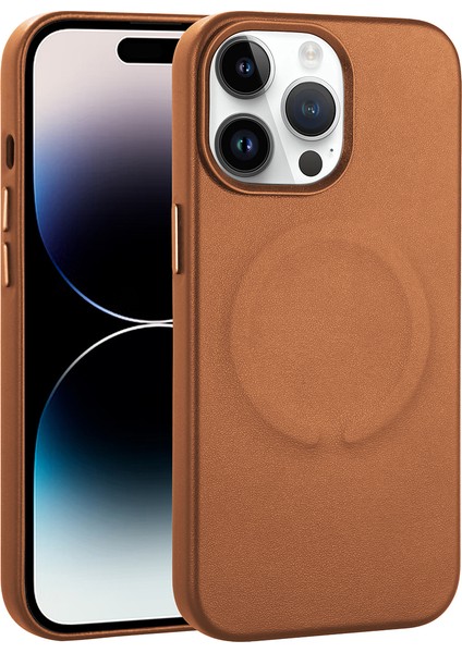 Apple Iphone 14 Pro Kılıf Magsafeli Suni Deri Derix Kapak