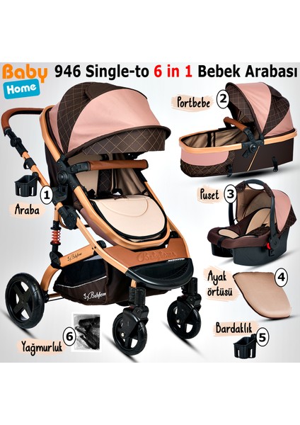 946 Single-To Amortisörlü 6 In 1travel Sistem Bebek Arabası fiyatları