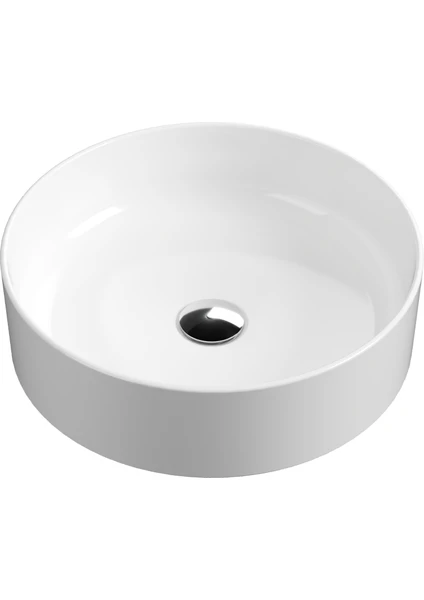 Aqua Bagno Bianzo Tezgah Üstü Çanak Lavabo,batarya Deliksiz,42 cm Beyaz