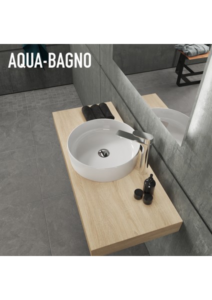 Aqua Bagno Bianzo Tezgah Üstü Çanak Lavabo,batarya Deliksiz,42 cm Beyaz