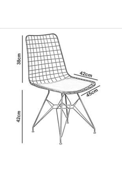 Aliis Life Cafe Ofis Balkon Mutfak Metal  4 ' Lü Tel Sandalyesi