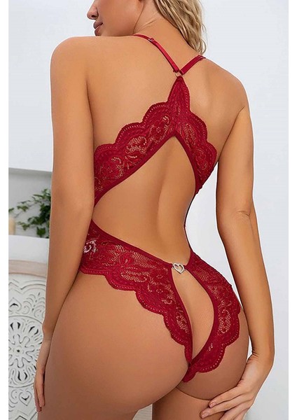 Merry See Dantel Özel Bölgesi Açık Sırt Aksesuarlı Fantezi Iç Giyim