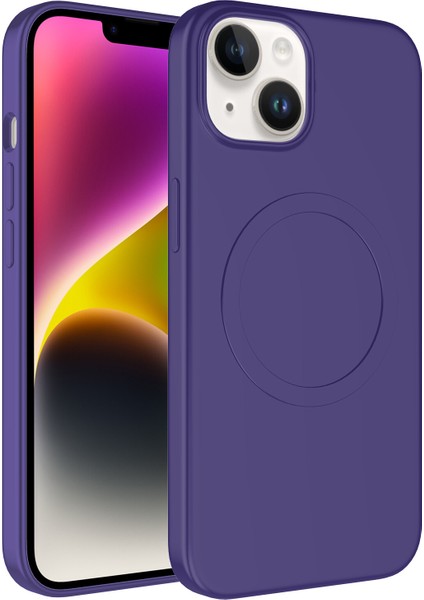 Apple Iphone 14 Kılıf Magsafeli Mat Sert Plas Silikon