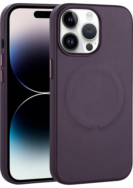 Apple Iphone 14 Pro Kılıf Magsafeli Suni Deri Derix Kapak