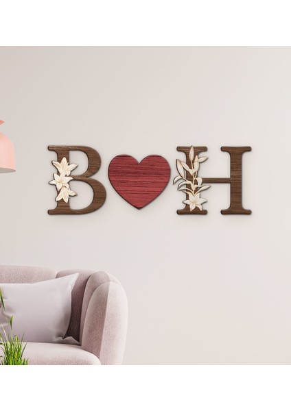 Gift Kişiye Özel Çift Harfli Sevgili Temalı Ahşap Duvar Dekoru, Harfli Tablo, Sevgiliye Hediye, Ev Dekorasyonu, Sevgililer Günü Hediyesi