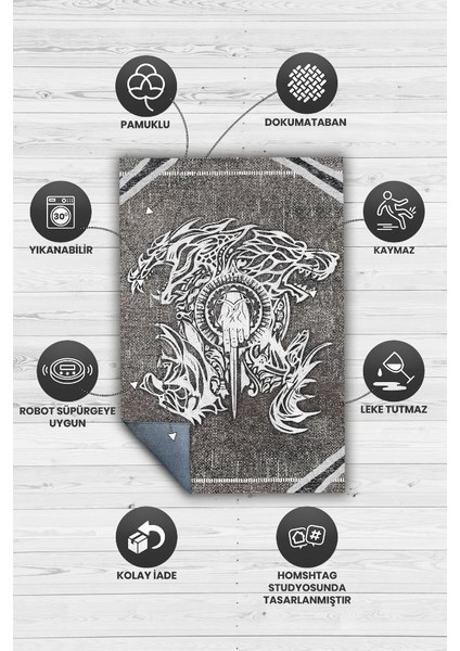 Hanedanlar Dokuma Tabanlı Yıkanabilir Game Of Thrones Halısı