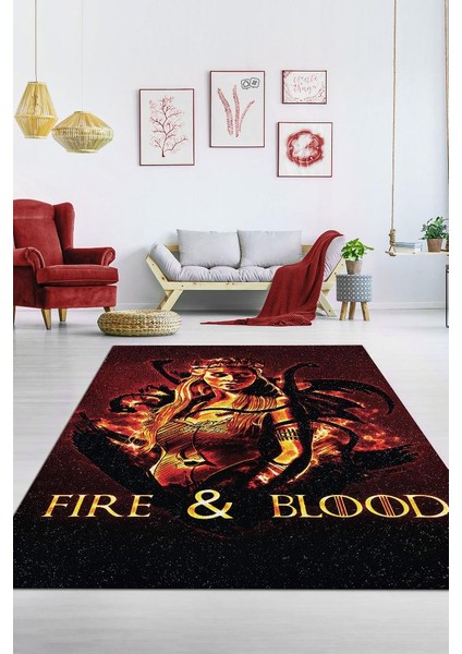 Ateş ve Kan Dokuma Tabanlı Yıkanabilir Game Of Thrones Halısı