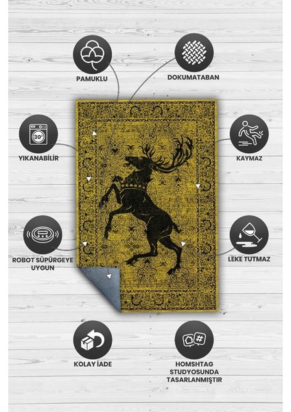 Baratheon Hanedanı Dokuma Tabanlı Yıkanabilir Game Of Thrones Halısı