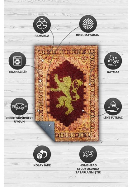 Lannister Hanedanı Dokuma Tabanlı Yıkanabilir Game Of Thrones Halısı