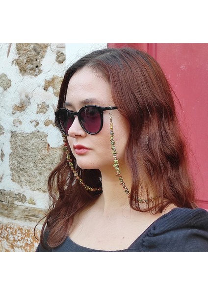 Doğal Taşlı Gözlük Zinciri (Unakit Taşı)