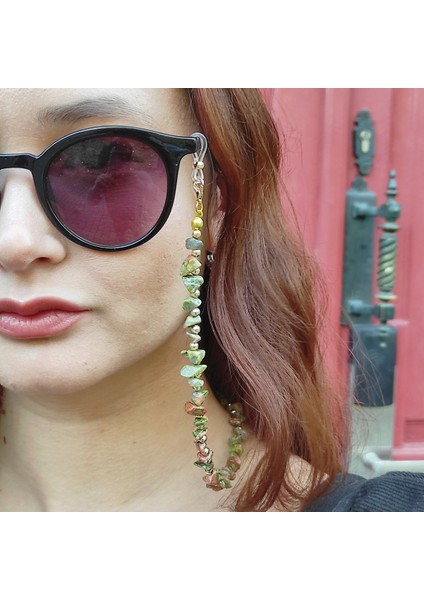 Doğal Taşlı Gözlük Zinciri (Unakit Taşı) modelleri