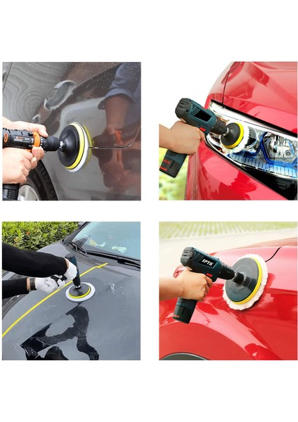 Araba Araç Oto Pasta Cila Çizik Giderici Polisaj Yünü Pedi Keçesi Süngeri 115 Mm Cırt Taban Matkap 4'lü Set