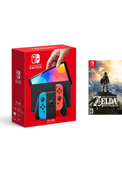 Switch OLED Yeni Nesil Konsol 64GB + The Legend Of Zelda Breath Of The Wild Oyunlu Bundle