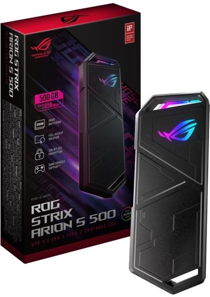 Rog Strix Arion S500 Usb3.2 Type-C Taşınabilir Ssd—usb3.2 Gen2 Tip-C (10 Gbps) 500GB