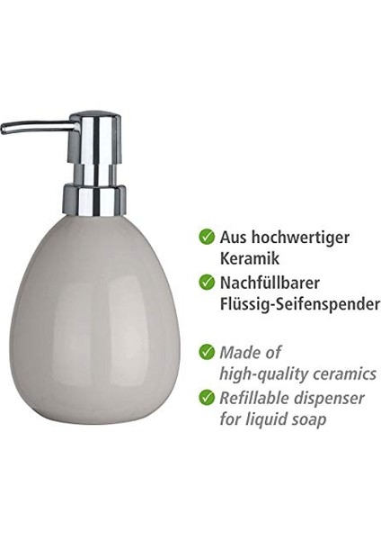 Sabunluk Polaris Pastel Gri Seramik, 390 ml