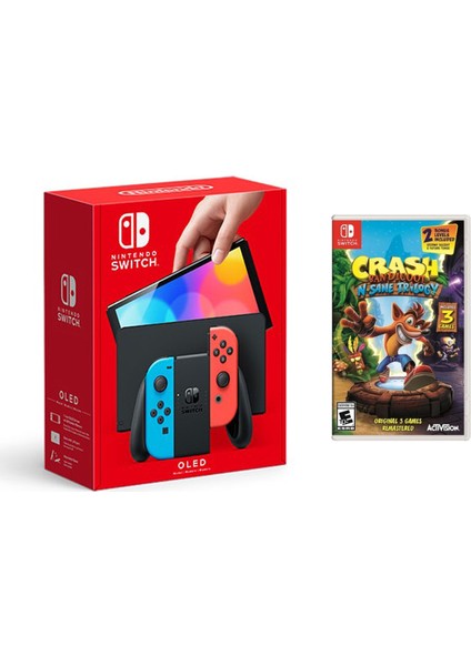 Switch OLED Yeni Nesil Konsol 64GB + Crash Bandicoot N. Sane Trilogy Oyunlu Bundle