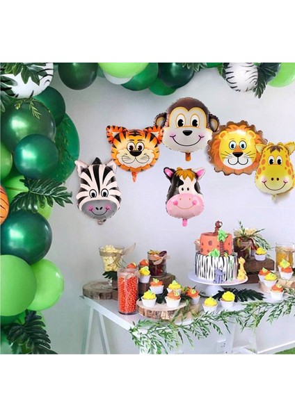 Safari Balonlar Hayvan Kafa Balonlar 6'lı Küçük Boy Balon Set modelleri