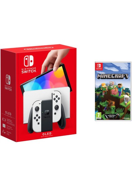 Switch OLED Beyaz Yeni Nesil Konsol 64GB + Minecraft Oyunlu Bundle