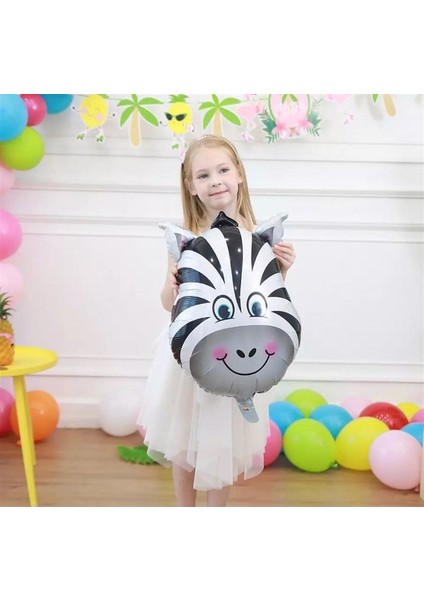 Zebra Balon Zebra Kafası Folyo Balon 55 cm Uçan Balon Helyum Balon
