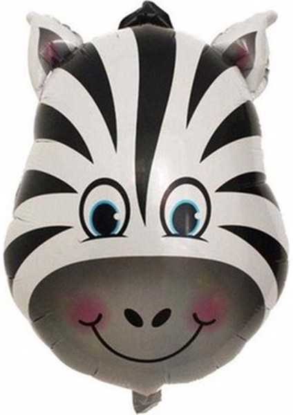 Zebra Balon Zebra Kafası Folyo Balon 55 cm Uçan Balon Helyum Balon