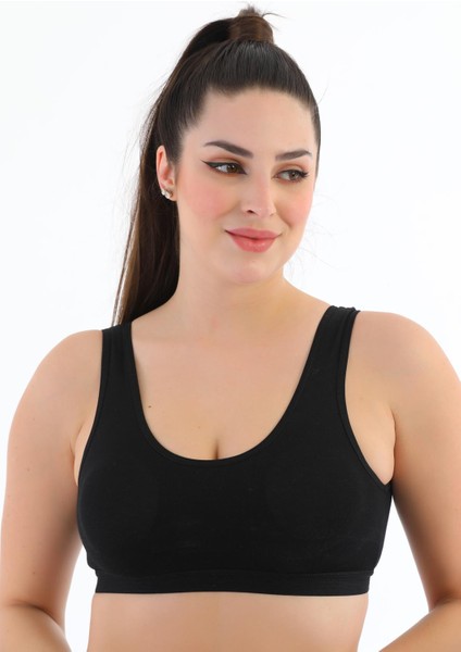 Kalın Askılı Pamuklu Pedli Büyük Beden Toparlayıcı Spor Sütyen SB778