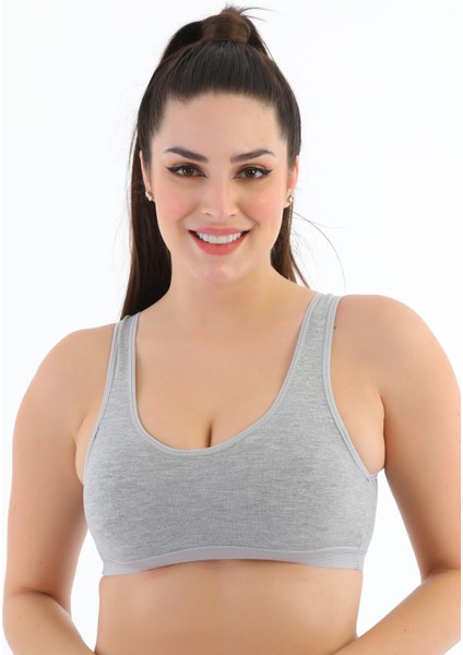 Kalın Askılı Pamuklu Pedli Büyük Beden Toparlayıcı Spor Sütyen SB778