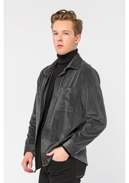 Erkek Regular Fit Kadife Düğmeli Çok Cepli Rahat Gömlek fiyatları