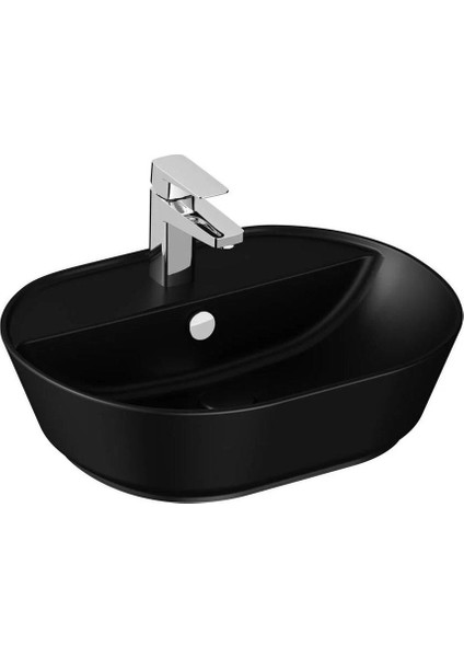 Geo 7428B083-0001 Oval Çanak Lavabo, 55 cm, Mat Siyah