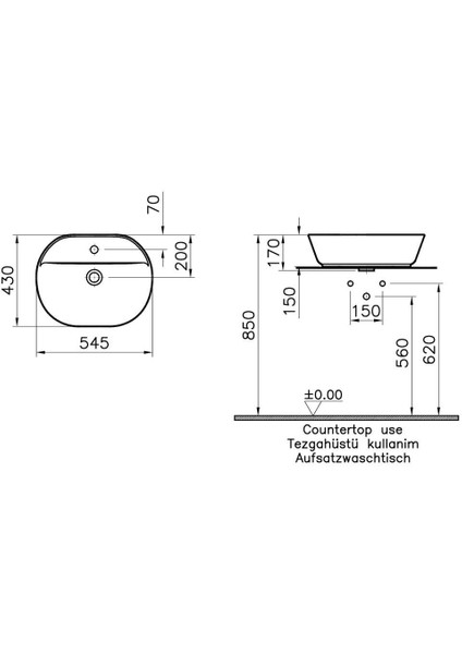 Geo 7428B083-0001 Oval Çanak Lavabo, 55 cm, Mat Siyah