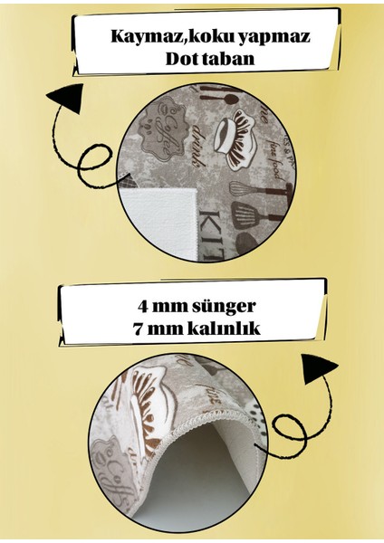 Antialerjik Makinede Yıkanabilir Kaymaz Tabanlı Mutfak Halısı Kahve fırsatları