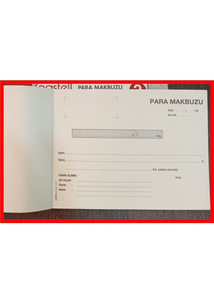 Para Makbuzu 14X20 cm Boyutunda 2/50 Otokopili 1 Asıl 1 Suret 2 Nüsha