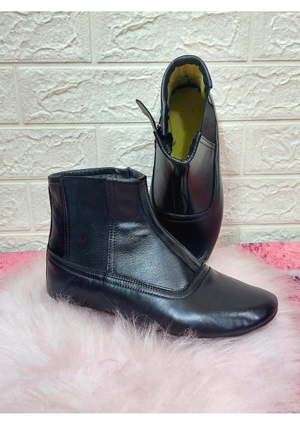 Mest Grd Kalın Hakiki Deri Fermuarlı Lastikli Içi Miflonlu