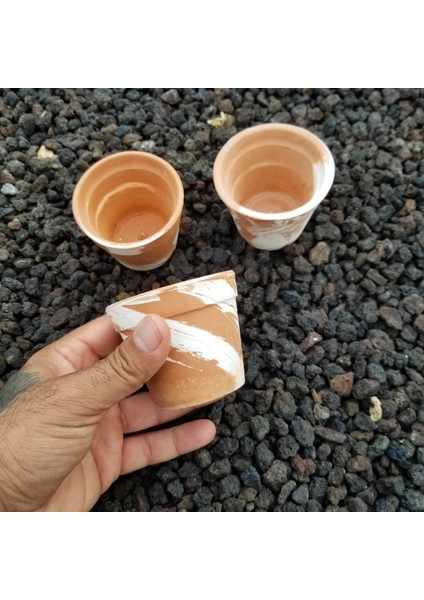 3 Lü El Yapımı Çömlek Kaktüs Saksısı