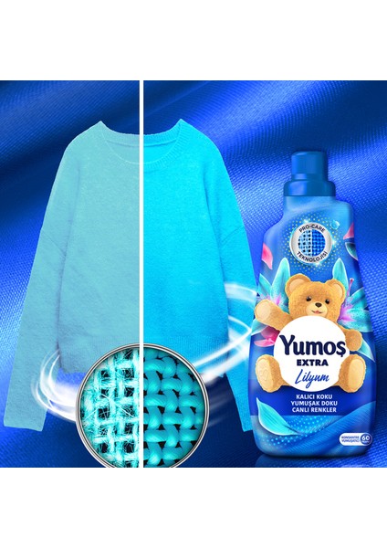Extra Lilyum Konsantre Çamaşır Yumuşatıcı 2 x 1,44 lt + Demstar Mikrofiber Bez