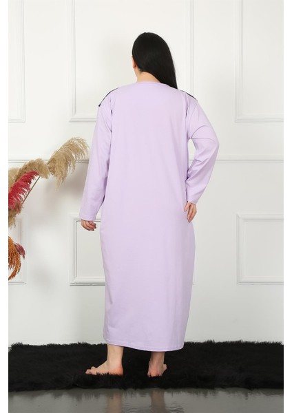 Big Uzun Kol Dantelli Lila Anne Gecelik 1355 modelleri