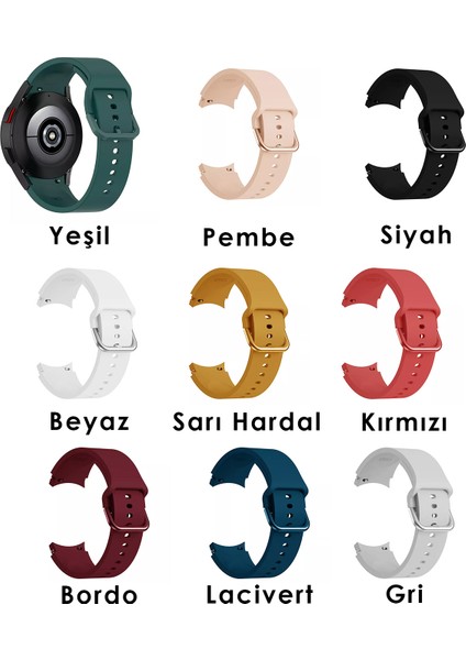 Samsung Galaxy Watch 7, 6, 5, 4, Active2 44MM, Amazfit Gts, Gts 2 42MM Uyumlu Silikon Kordon 20MM