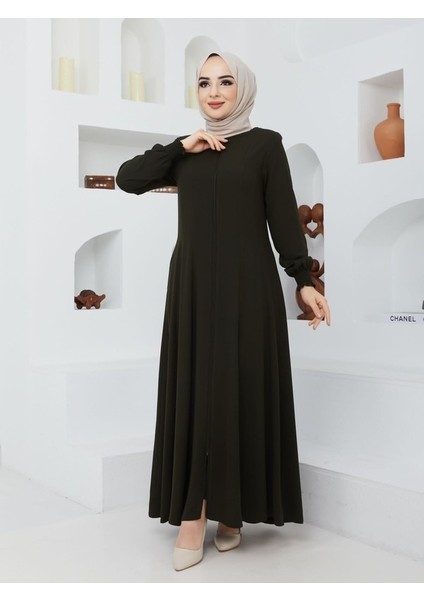 Yazlık Mevlana Model Belden Oturtmalı Kolu Lastikli Kloş Fereca Pardesü