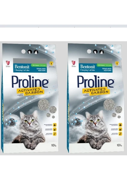 Pro Line Aktif Karbonlu Topaklanan Kedi Kumu 10 Lt x 2 Adet