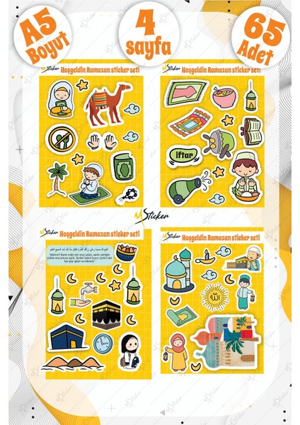 Hoşgeldin Ramazan Sticker Seti - Çocuklar Için Iftar Duası Ramazan Figürleri Seti