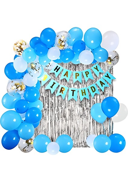 Mavi Doğum Günü Balon Set