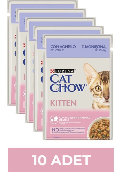 Cat Chow Kitten Kuzu Etli & Kabaklı Yavru Yaş Kedi Maması 85 gr x 10 Adet