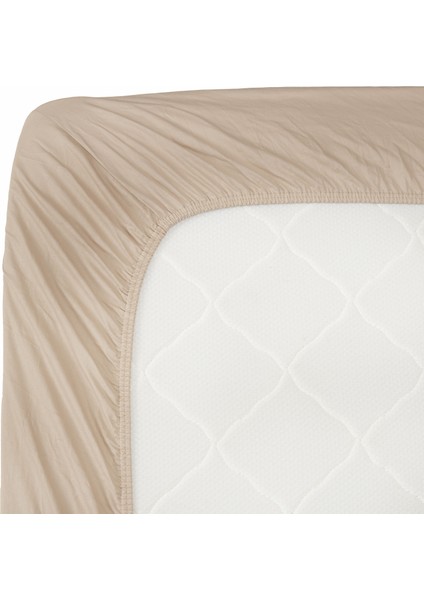 Penye Fitted Çarşaf Tek Kişilik Bej 100X200+30 cm