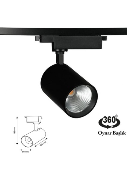 Siyah Kasa Gün Işığı 35W Raylı Spot / 10 Adet + 3 Metre Ray