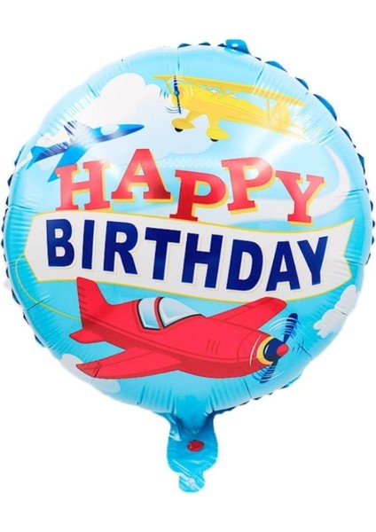 Uçak Happy Birthday Folyo Balon 1 Adet