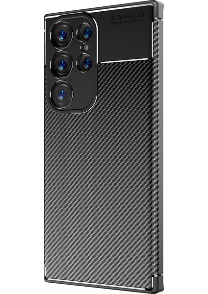 Samsung Galaxy S23 Ultra Kılıf Kamera Korumalı Karbon Desenli Leke Tutmaz Darbe Emici Silikon Kapak