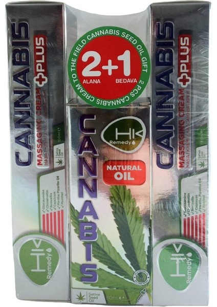 Cannabis Yağı 50 ml & 2 x Cannabis Masaj Kremi 100 ml 3'lü Set