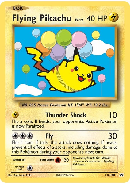Pokemon Flying Pikachu Lv 12 40HP Kart