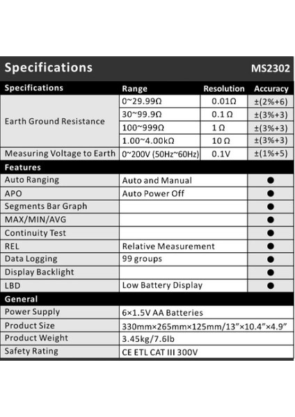 MS2302 Toprak Direnci Test Cihazı - Meger