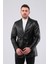 Erkek Hakiki Deri Yılan Baskı Blazer Ceket 1