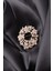Broş Çiçekli Otantık Desenli Bronz Kristal Taşli 1
